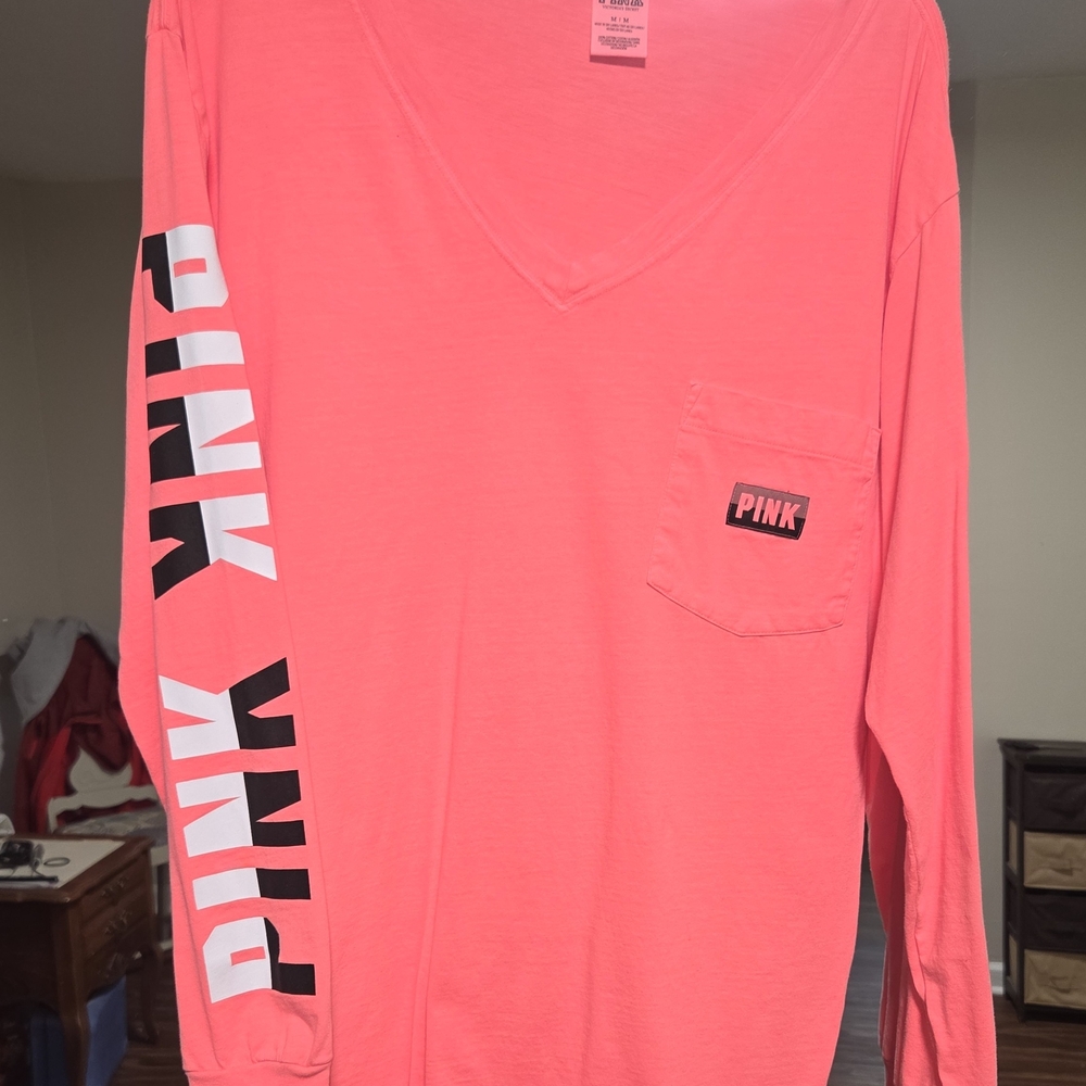 PINK Victoria's Secret Neon Pink Long Sleeve Tee